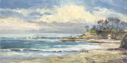 A breezy Sunday morning along Lagunas Main Beach. This painting was created during a LPAPA paintout